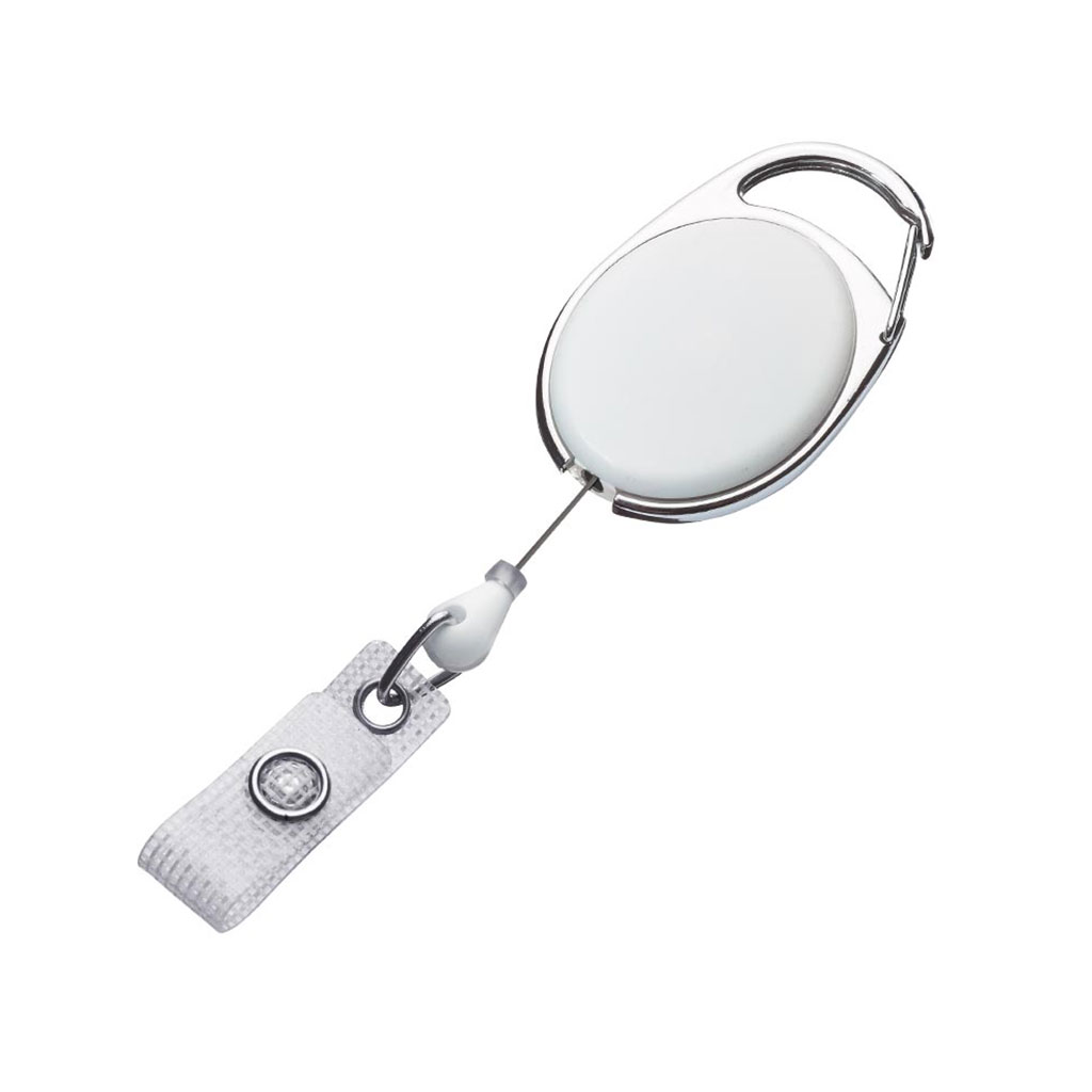 1000 Jojo weiß vollton oval mit Metallfa. Textil.Gürtelclip